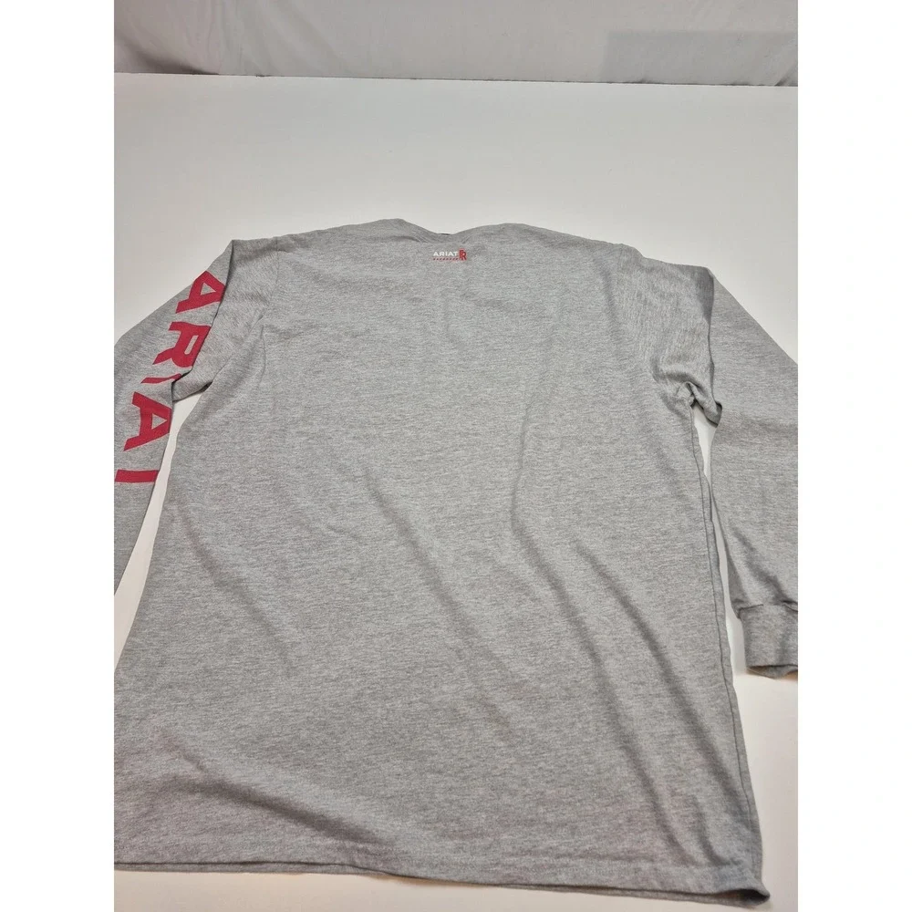 Ariat FR Shirt Mens Large Gray Long Sleeve Pocket Flame Resistant Tee Workwear - Picture 7 of 12